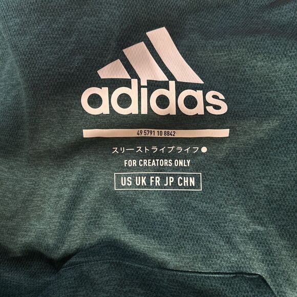 Adidas For Creators Only Hoodie Mens Small Pullover Dark Green No Drawstring - Picture 4 of 6